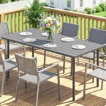 Lauko stalas su lentjuostiniu stalviršiu ir plieniniu rėmu, 6 asmenims, 165 x 80 cm – Paveikslėlis 9