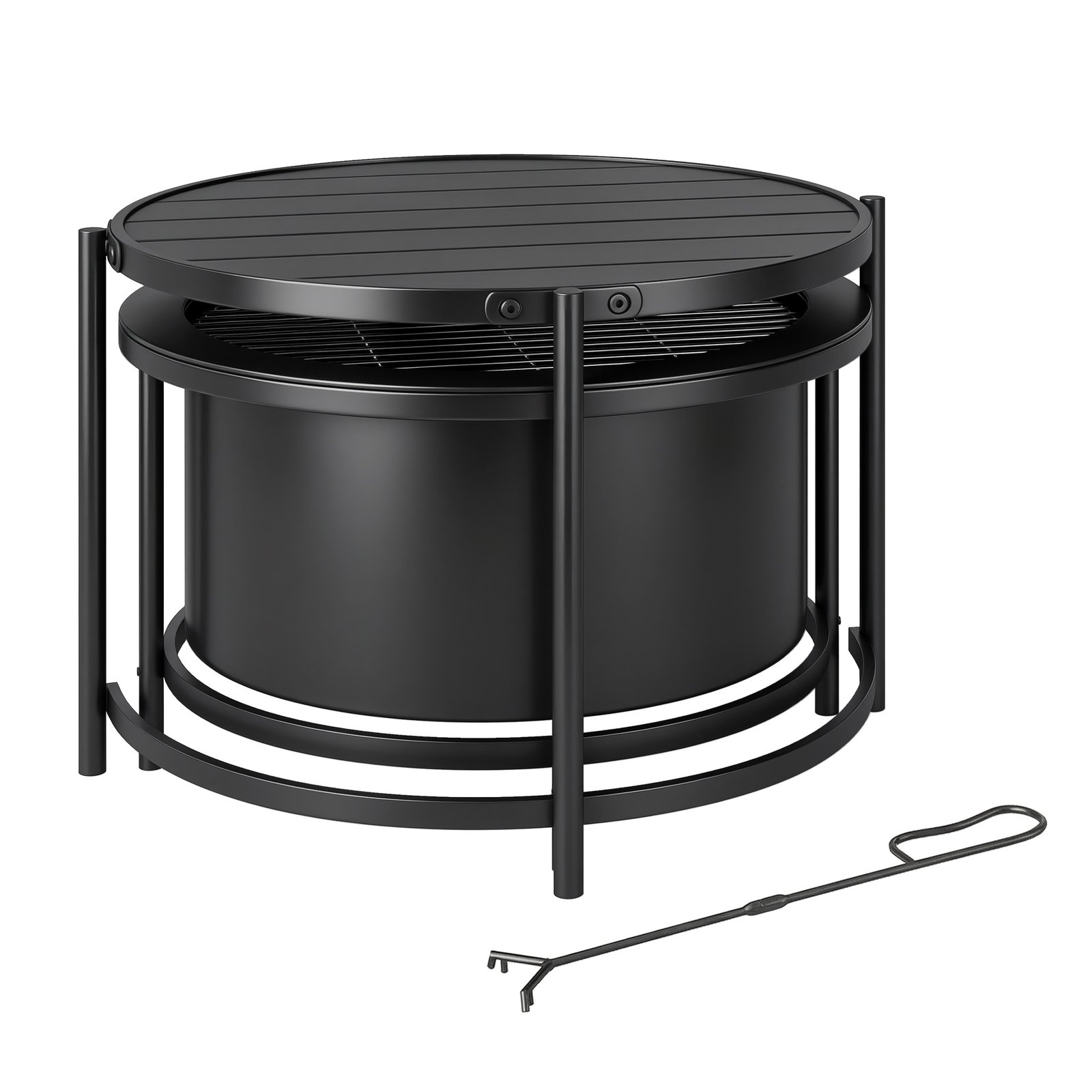 Lauko ugniakuras su kepimo grotelėmis ir dangčiu