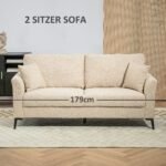 Lino išvaizdos 2-vietė sofa su storu paminkštinimu