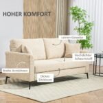 Lino išvaizdos 2-vietė sofa su storu paminkštinimu