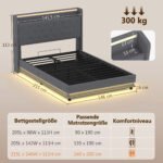 Lova 140x200 cm su hidrauline patalynės dėže ir LED apšvietimu – Paveikslėlis 3
