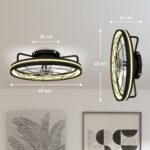 Lubinis ventiliatorius su LED šviestuvu, nuotolinio valdymo pulteliu ir 3 šviesos temperatūromis