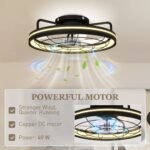 Lubinis ventiliatorius su LED šviestuvu, nuotolinio valdymo pulteliu ir 3 šviesos temperatūromis