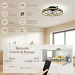 Lubinis ventiliatorius su LED šviestuvu, nuotolinio valdymo pulteliu ir 3 šviesos temperatūromis