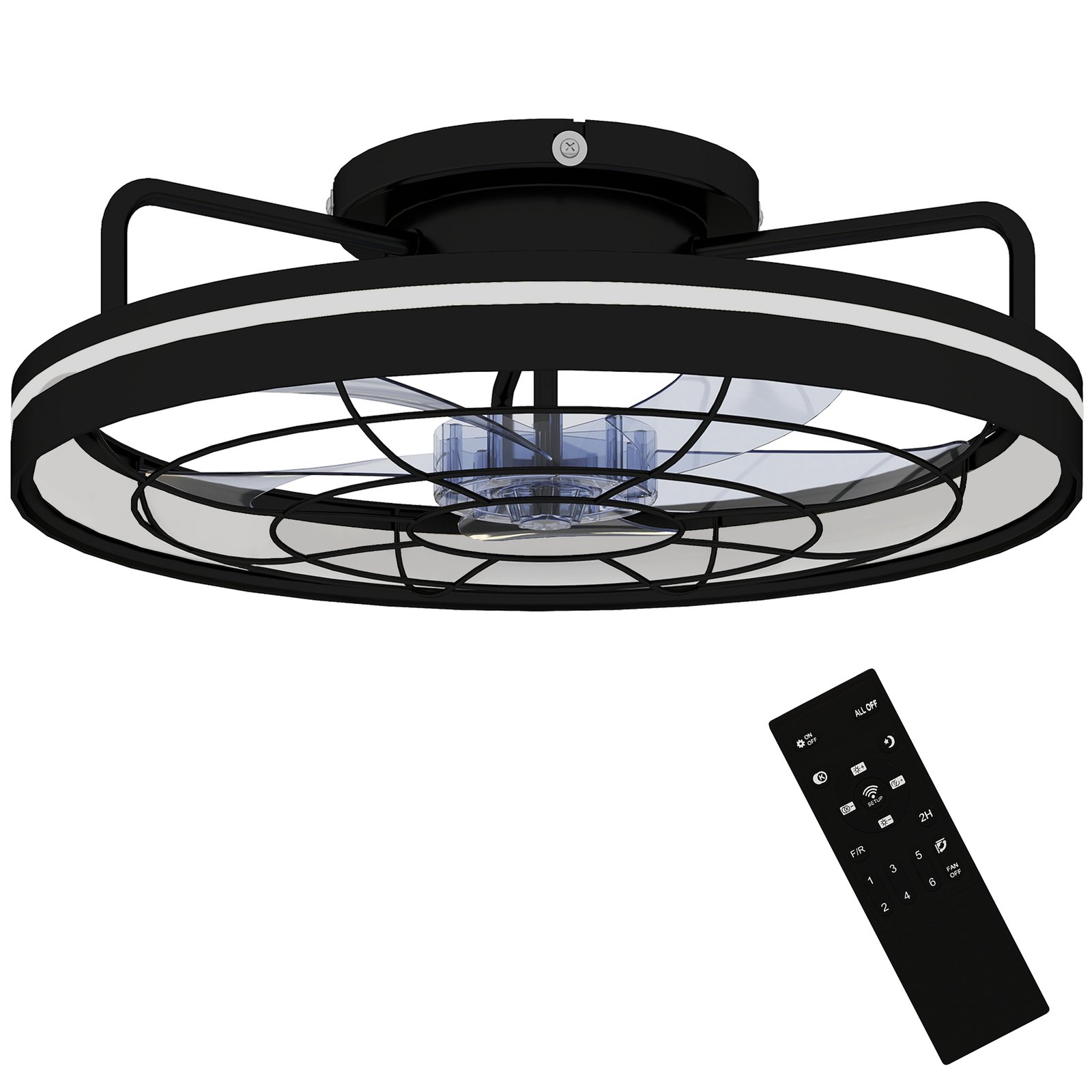 Lubinis ventiliatorius su LED šviestuvu