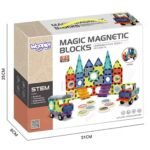 Magnetinės 3D kaladėlės pilims ir transporto priemonėms, 71 detalė