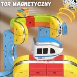 Magnetinių bėgių traukinuko konstravimo rinkinys, leidžiantis judėti aukštyn kojomis