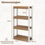 Medinė 4 lygių knygų lentyna su apsauga nuo apvirtimo (Natūrali) – Paveikslėlis 2