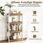 Medinė 4 lygių knygų lentyna su apsauga nuo apvirtimo (Natūrali) – Paveikslėlis 4