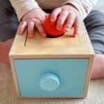 Medinė 4in1 lavinamoji rūšiavimo dėžutė su stalčiumi