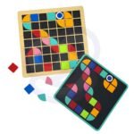 Medinė Montessori mozaika formoms ir spalvoms