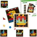 Medinė Montessori mozaika formoms ir spalvoms