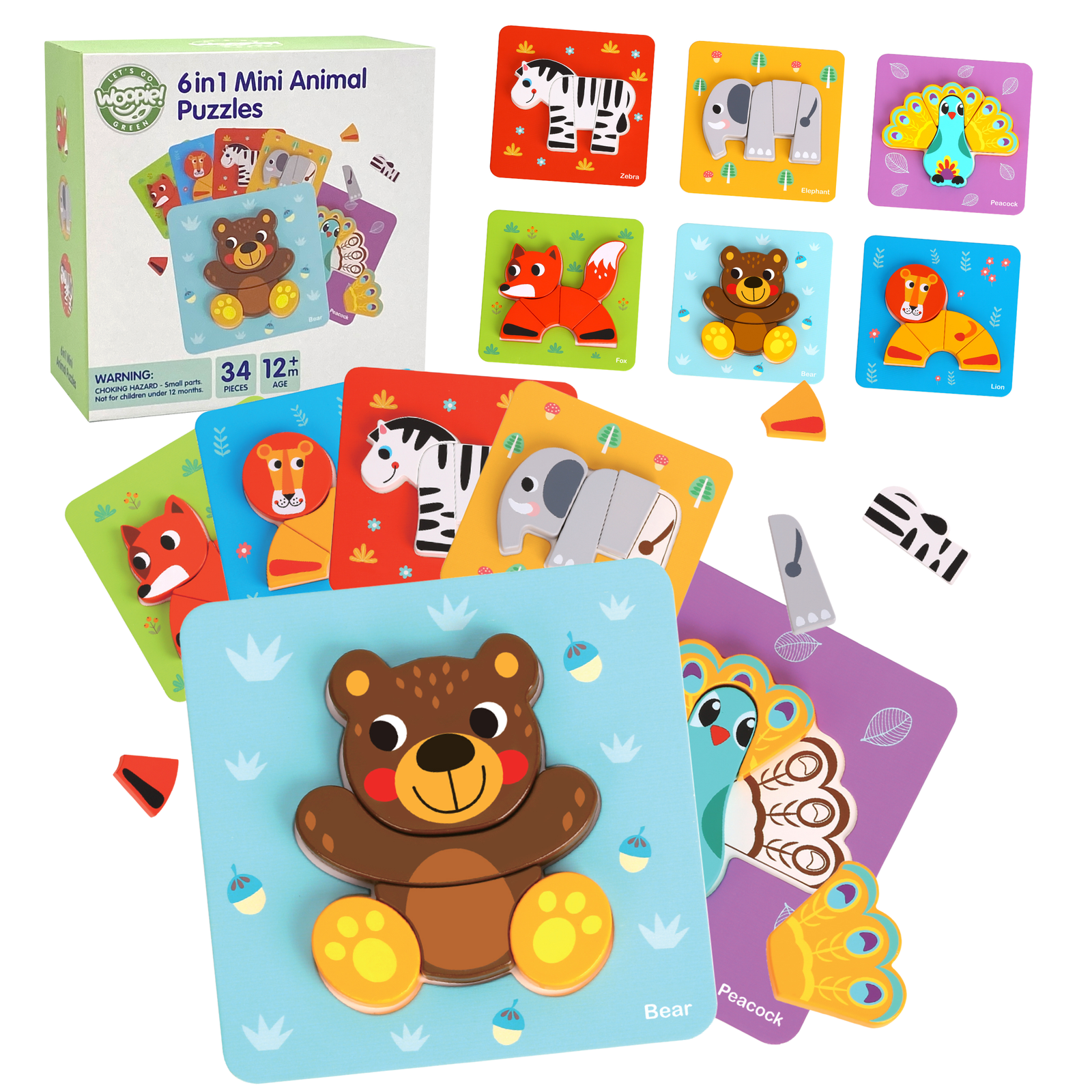 Medinė gyvūnėlių dėlionė Montessori Medinė gyvūnėlių dėlionė Montessori