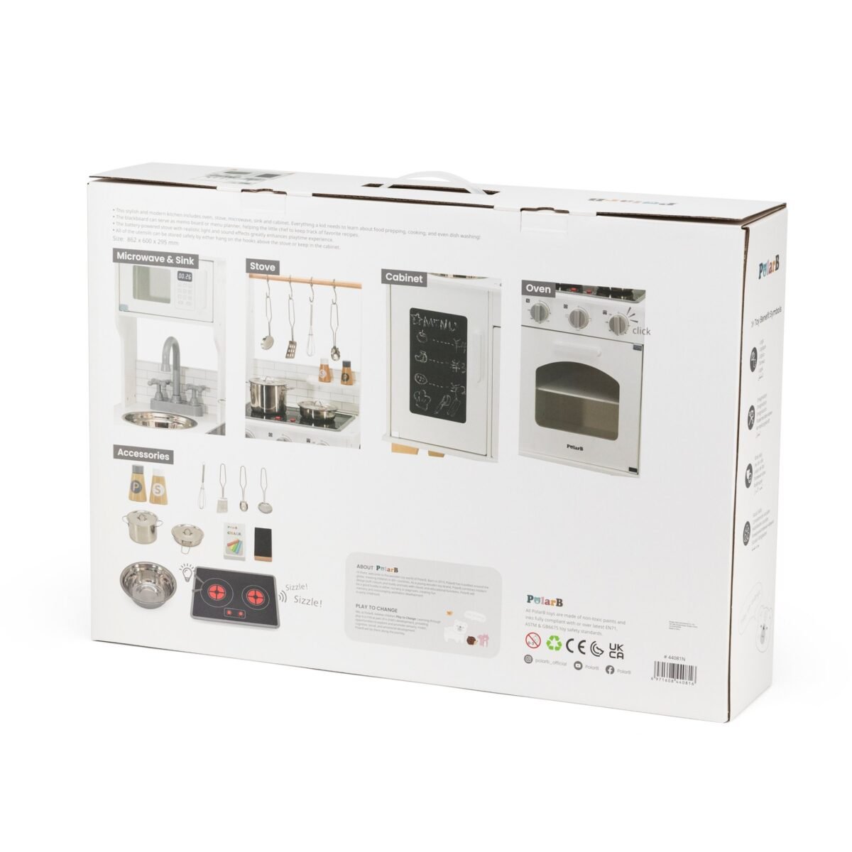 Medinė interaktyvi virtuvėlė su kreidine lenta ir virtuvės priedais – Paveikslėlis 11