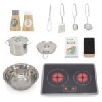 Medinė interaktyvi virtuvėlė su kreidine lenta ir virtuvės priedais – Paveikslėlis 8