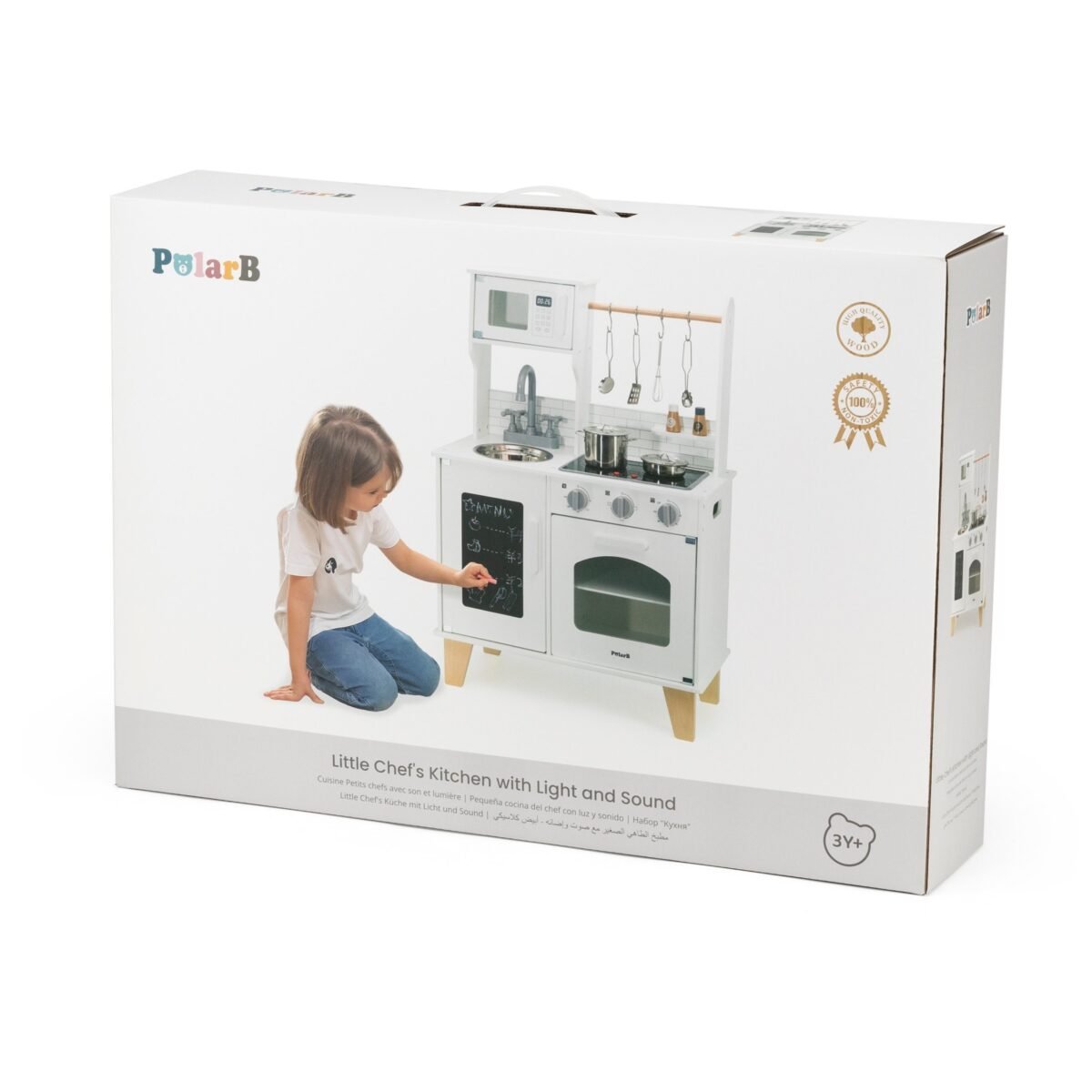 Medinė interaktyvi virtuvėlė su kreidine lenta ir virtuvės priedais – Paveikslėlis 10