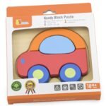 Medinė mini dėlionė mažyliams su automobiliu
