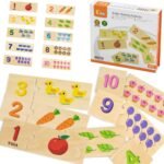 Medinė montessori skaičių derinimo dėlionė