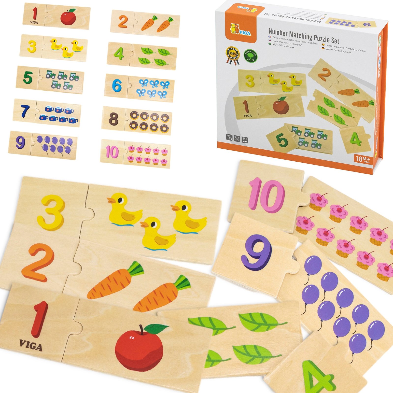 Medinė montessori skaičių derinimo dėlionė Medinė montessori skaičių derinimo dėlionė