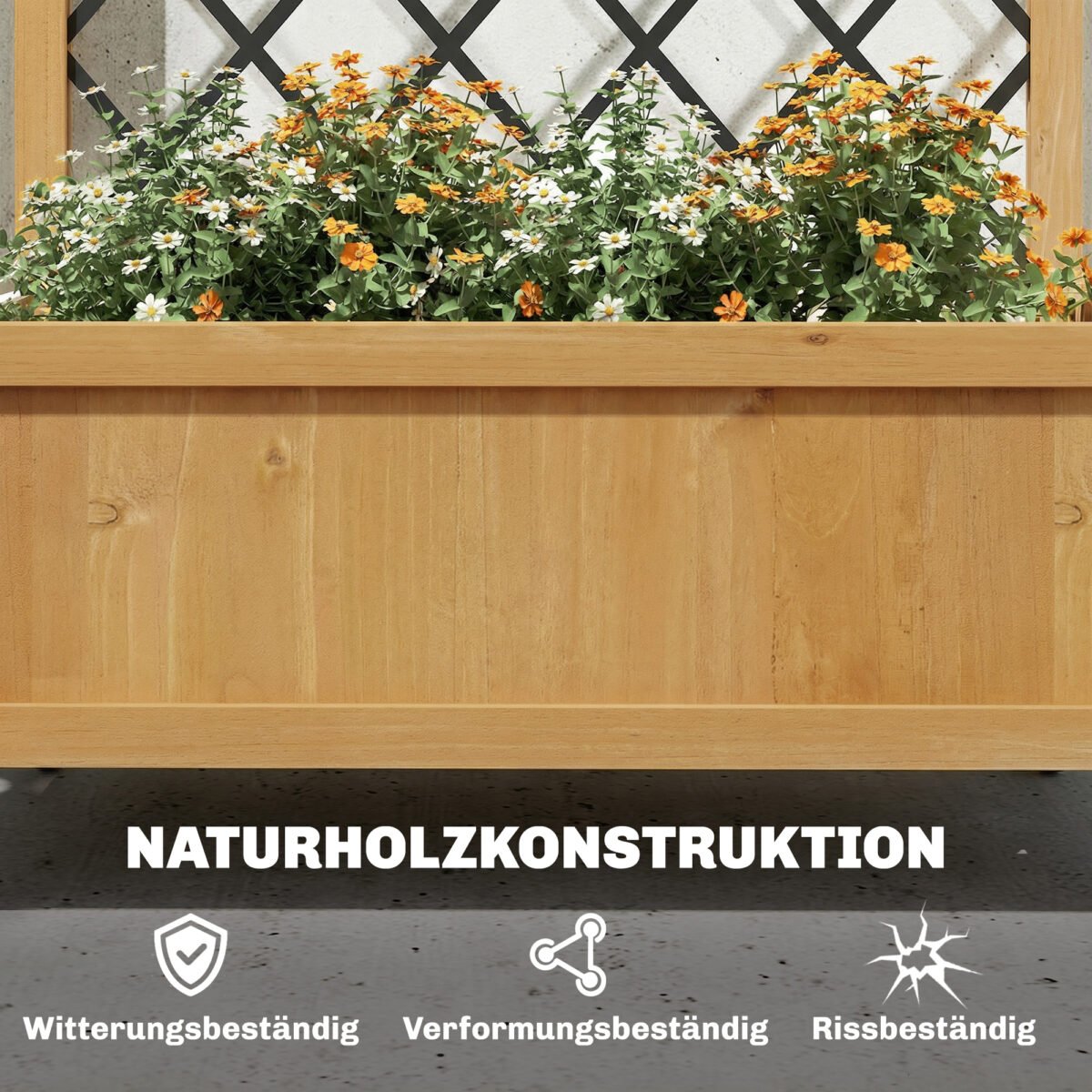 Medinė pakelta lysvė su grotelėmis ir ratukais – Paveikslėlis 6