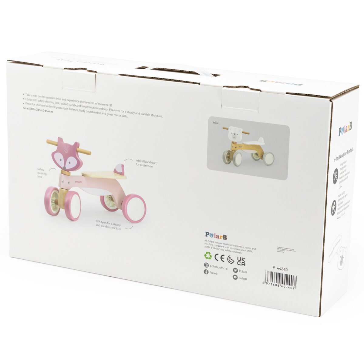 Medinė paspiriama lapė su minkštais ratais – Paveikslėlis 8