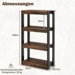 Medinė pastatoma 4 lygių lentyna su apsauga nuo apvirtimo (Ruda) – Paveikslėlis 2