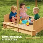 Medinė smėlio dėžė su reguliuojamo aukščio stogeliu, suoliukais ir atlošais – Paveikslėlis 8