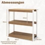 Medinė trijų lentynų knygų lentyna su apsauga nuo apvirtimo (Natūrali) – Paveikslėlis 2