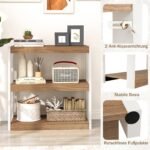 Medinė trijų lentynų knygų lentyna su apsauga nuo apvirtimo (Natūrali) – Paveikslėlis 3