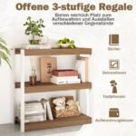 Medinė trijų lentynų knygų lentyna su apsauga nuo apvirtimo (Natūrali) – Paveikslėlis 4