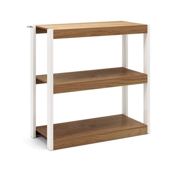 Medinė trijų lentynų knygų lentyna su apsauga nuo apvirtimo (Natūrali)