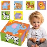 Medinė zoologijos sodo dėlionė su 4 kaladėlėmis