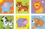 Medinė zoologijos sodo dėlionė su 4 kaladėlėmis