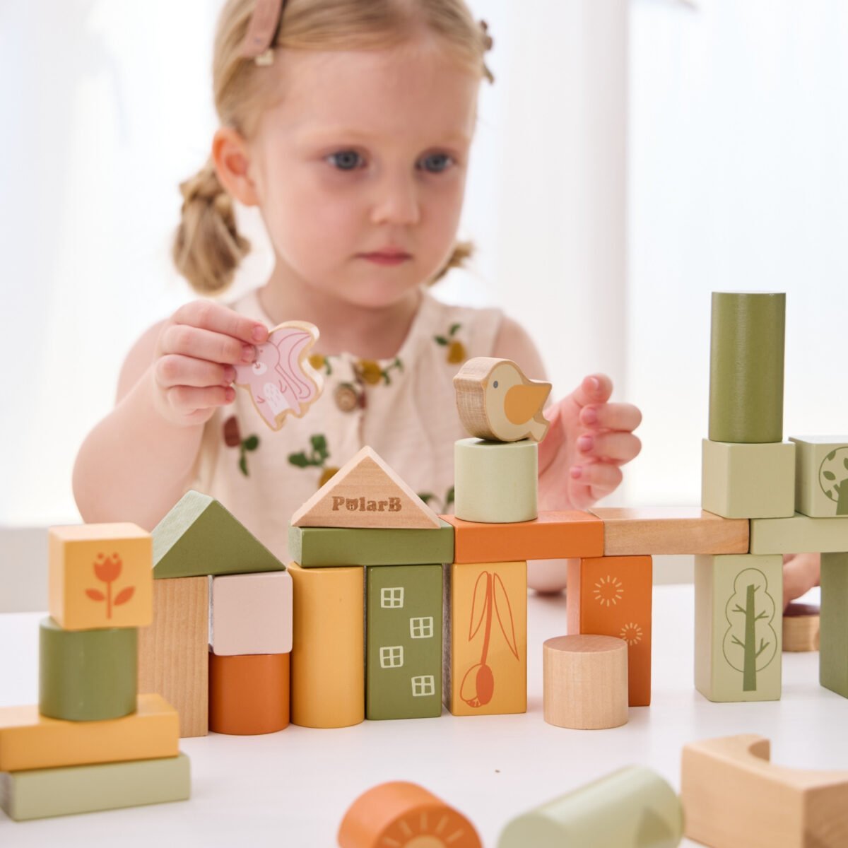 Medinės Montessori kaladėlės su gyvūnais 50 detalių – Paveikslėlis 2