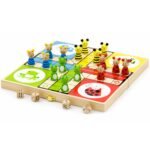 Medinis Ludo stalo žaidimas su gyvūnėlių figūrėlėmis