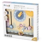 Medinis Montessori kalendorius su laikrodžiu anglų kalba
