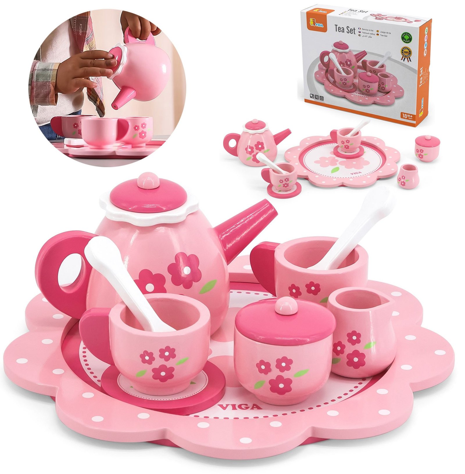 Medinis arbatos ir kavos rinkinys su padėklu