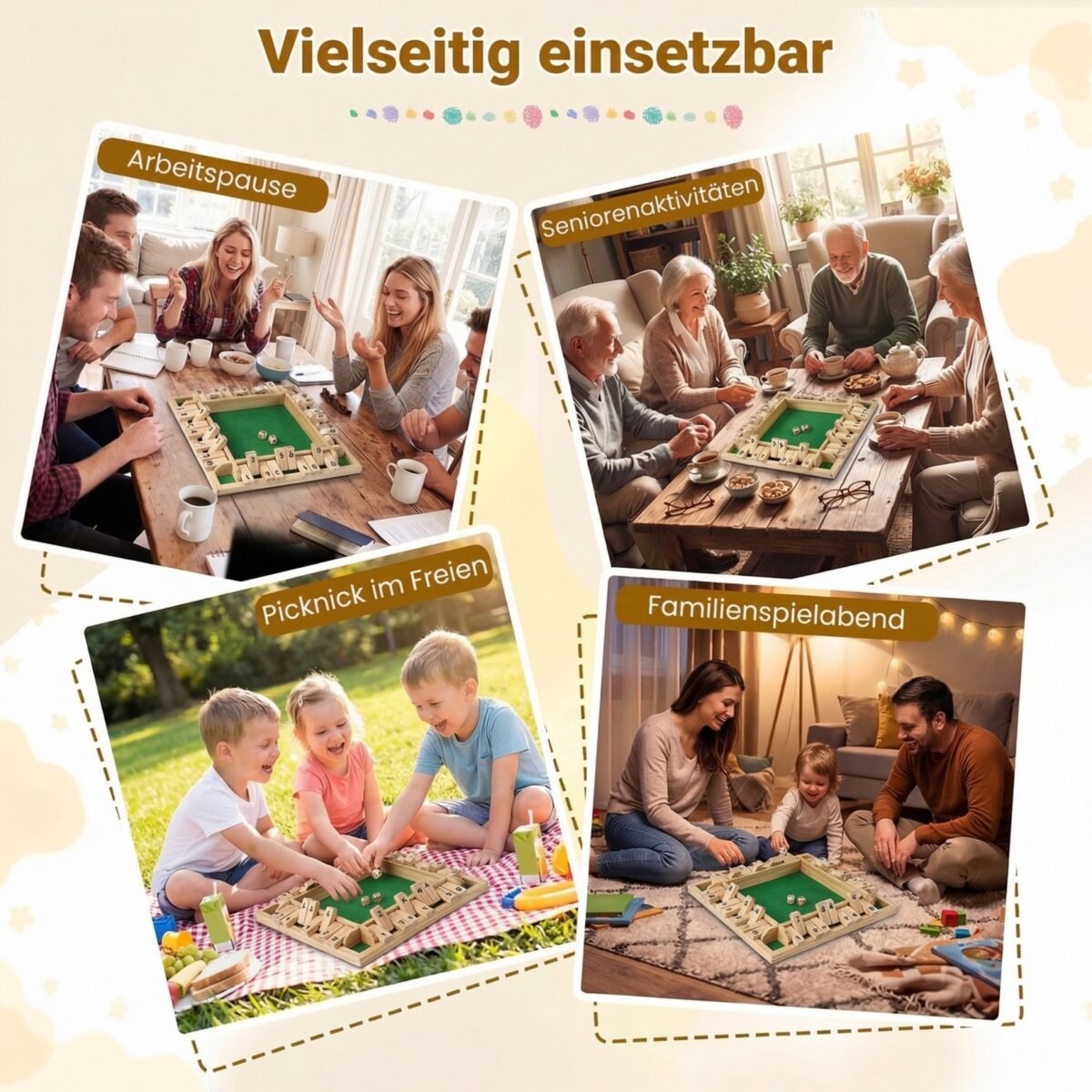 Medinis kauliukų žaidimas Shut the Box 2-4 žaidėjams (Natūrali) – Paveikslėlis 3