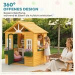 Medinis lauko žaidimų namelis su gėlių dėžėmis 3-8 metų vaikams – Paveikslėlis 7