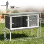 Medinis paaukštintas triušių namelis su ištraukiamu stalčiumi – Paveikslėlis 3