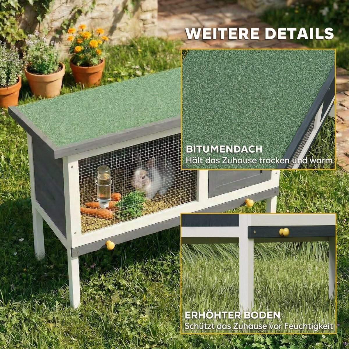 Medinis paaukštintas triušių namelis su ištraukiamu stalčiumi – Paveikslėlis 7