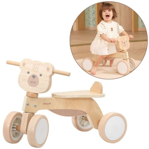 Medinis paspiriamasis meškiukas tyliais EVA ratais