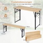 Medinis sulankstomas 3 dalių alaus stalo ir suolų komplektas (Natūrali) – Paveikslėlis 2