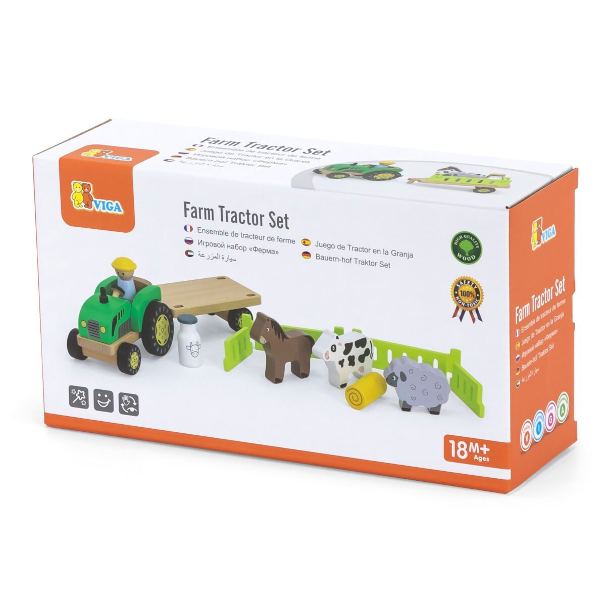 Medinis traktorius su ūkiniais gyvūnėliais ir aptvaru – Paveikslėlis 7