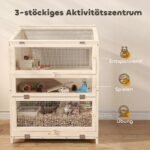 Medinis trijų aukštų narvas graužikams su atskiriamais skyriais