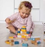 Medinių kaladėlių rinkinys kibirėlyje, 60 detalių