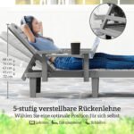 Medžio imitacijos lauko gultas su 5 padėčių reguliuojamu atlošu ir šoniniu staliuku – Paveikslėlis 4