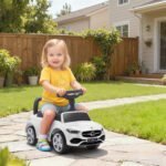Mercedes-Benz C-Class vaikiška paspiriamoji mašinėlė su realiais garsais ir daiktadėže