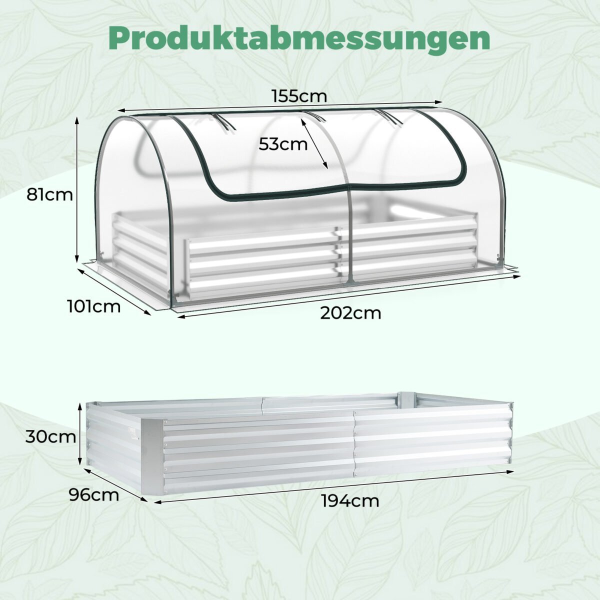 Metalinė pakelta lysvė su nuimamu mini šiltnamiu (Sidabrinė) – Paveikslėlis 2