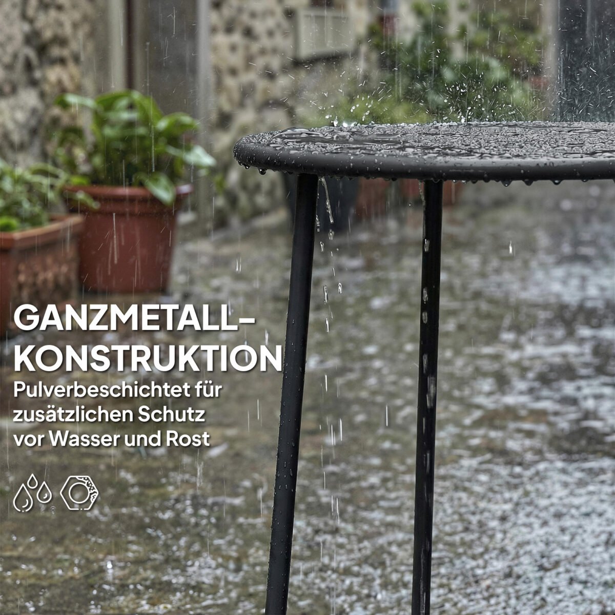 Metalinis 50 cm apvalus lauko kavos staliukas su X formos pagrindu – Paveikslėlis 4